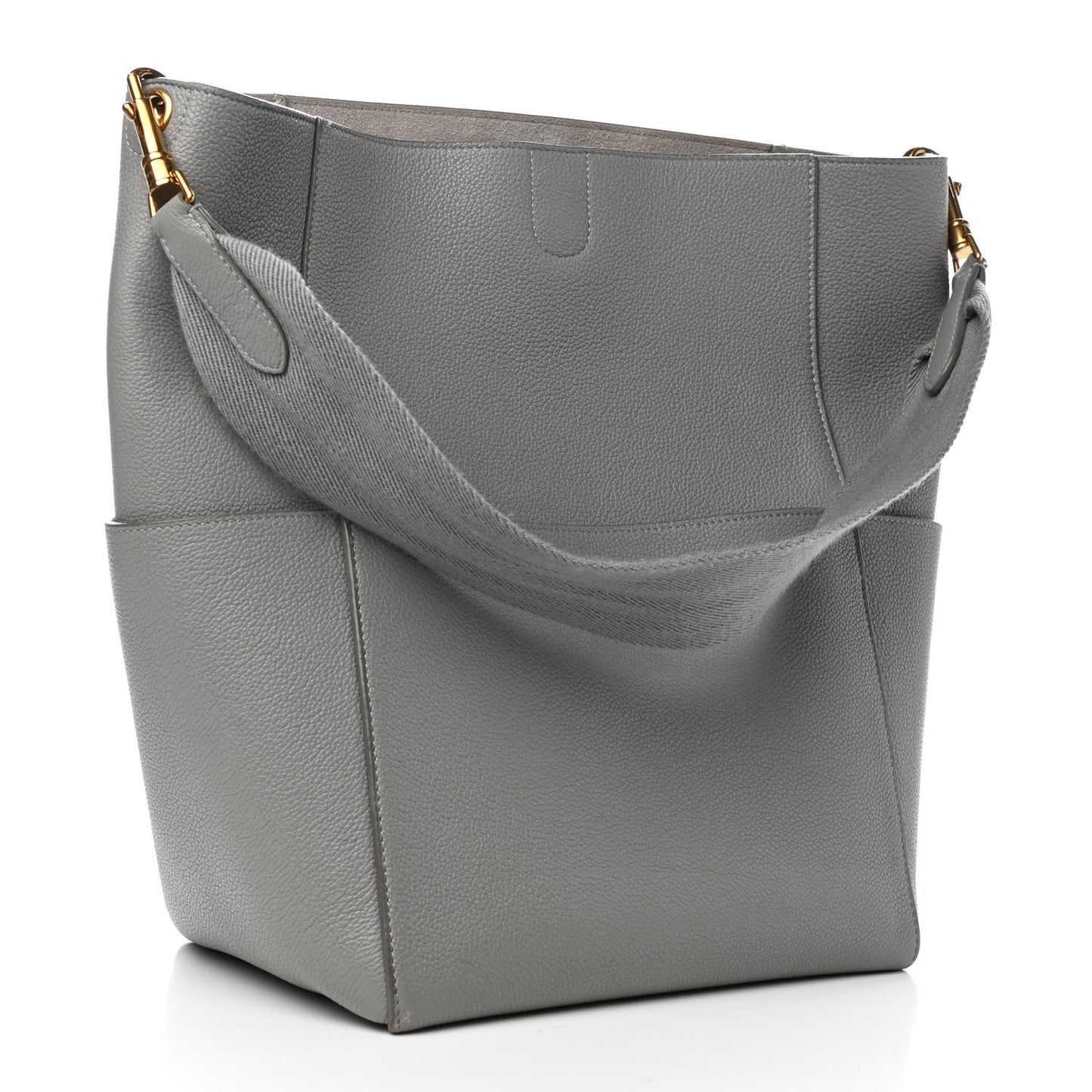 Soft Grained Calfskin Sangle Bucket Bag Cloud