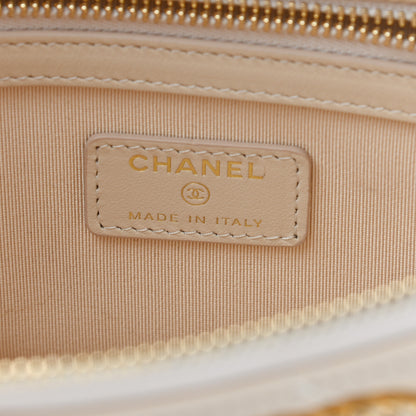 Chanel Shiny Goatskin Quilted Chanel 19 Pouch Beige 6 of 7