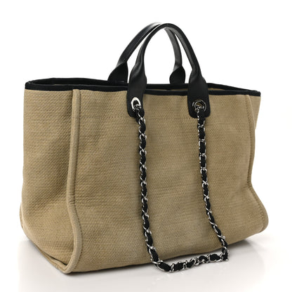 Chanel Canvas Medium Deauville Tote Beige Black 3 of 10