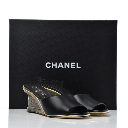 Chanel Lambskin Lucite CC Wedge Mules 35.5 Black 12 of 12