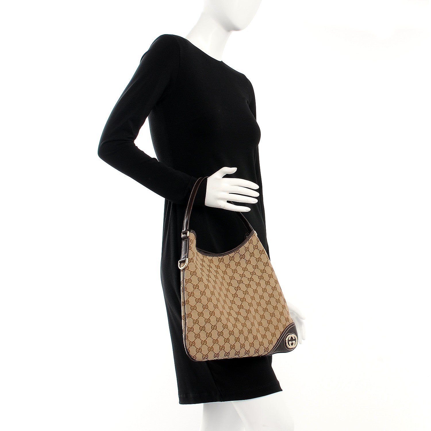 Gucci Monogram Medium New Britt Hobo Dark Brown 2 of 11