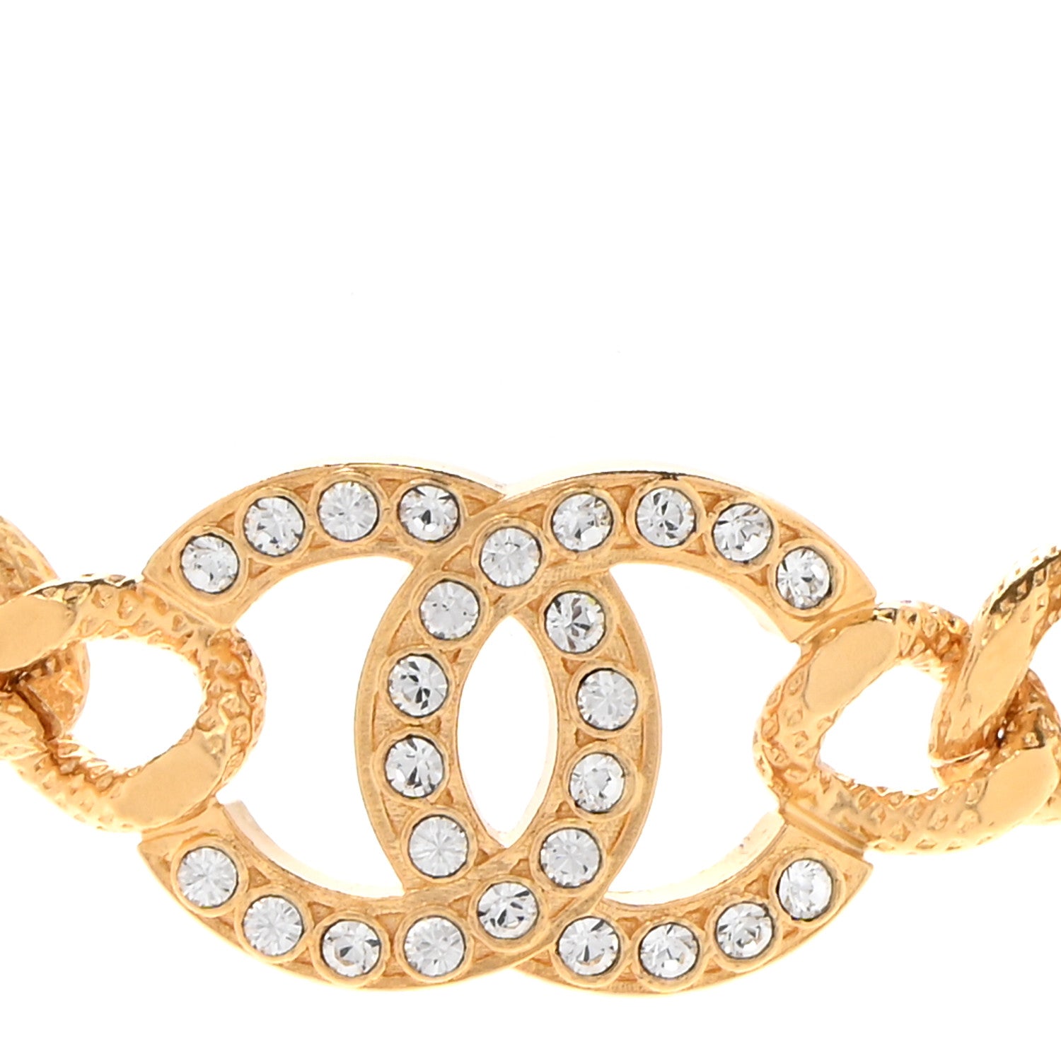 Chanel Crystal Chain Link CC Choker Necklace Gold 4 of 6