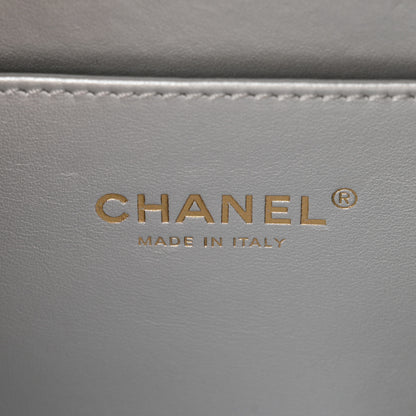 Chanel Shiny Calfskin Quilted Top Handle Vanity Case White 5 of 13