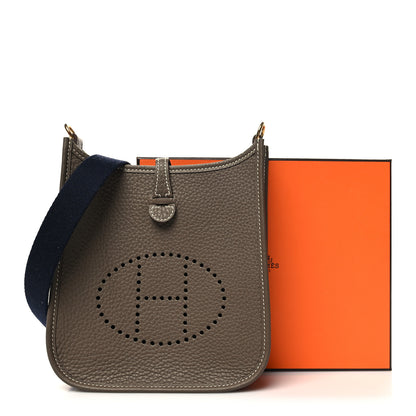 Hermes Taurillon Clemence Amazone Evelyne TPM Etoupe Bleu Indigo 11 of 11