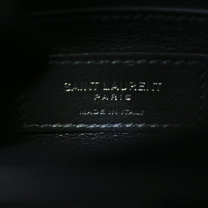 Saint Laurent Calfskin Crocodile Embossed Medium Monogram Sunset Black 6 of 9