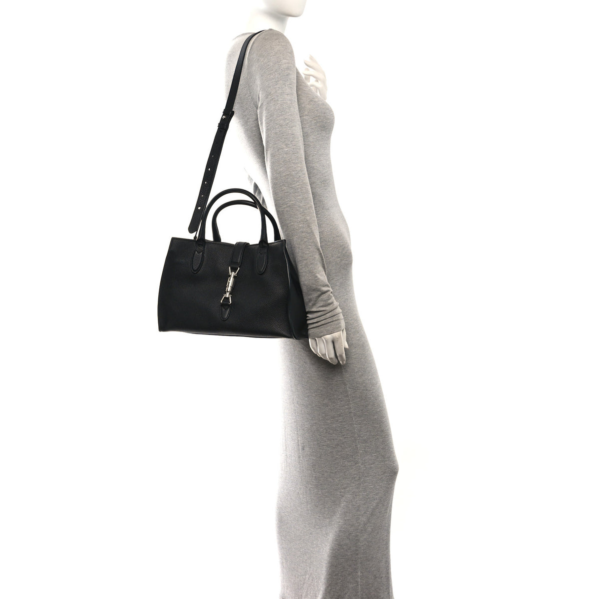 Soft Calfskin Small Jackie Top Handle Bag Black