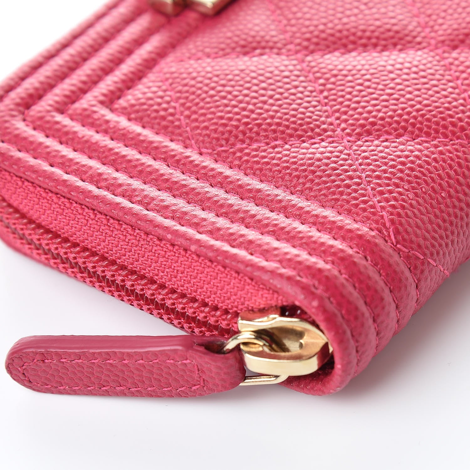 Chanel Caviar Quilted Boy Zip Around Coin Purse Wallet Fuchsia 8 of 11
