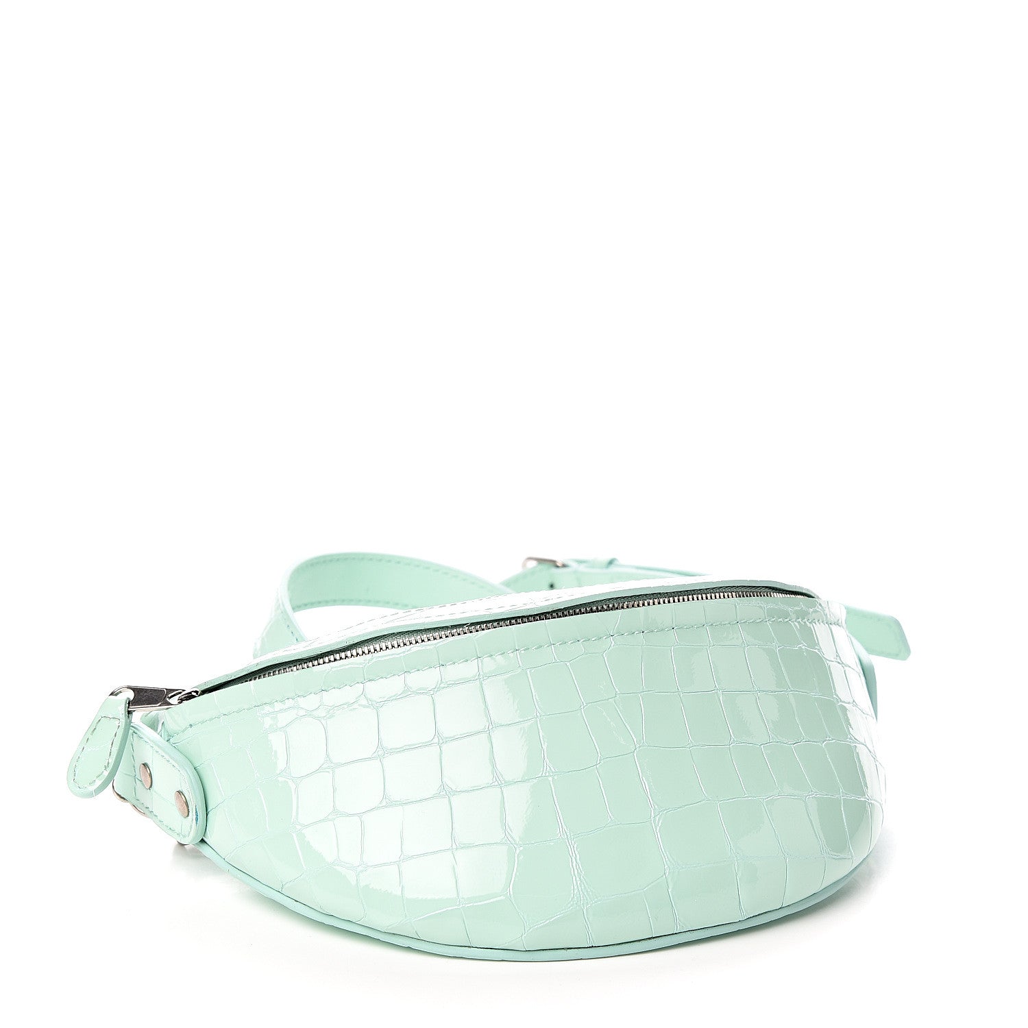 Balenciaga Shiny Calfskin Crocodile Embossed XXS Souvenir Belt Bag Green 3 of 8