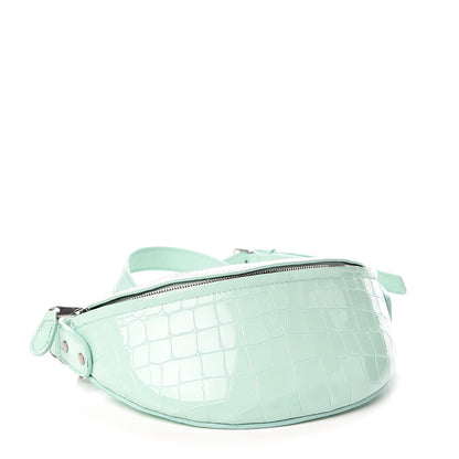 Balenciaga Shiny Calfskin Crocodile Embossed XXS Souvenir Belt Bag Green 3 of 8