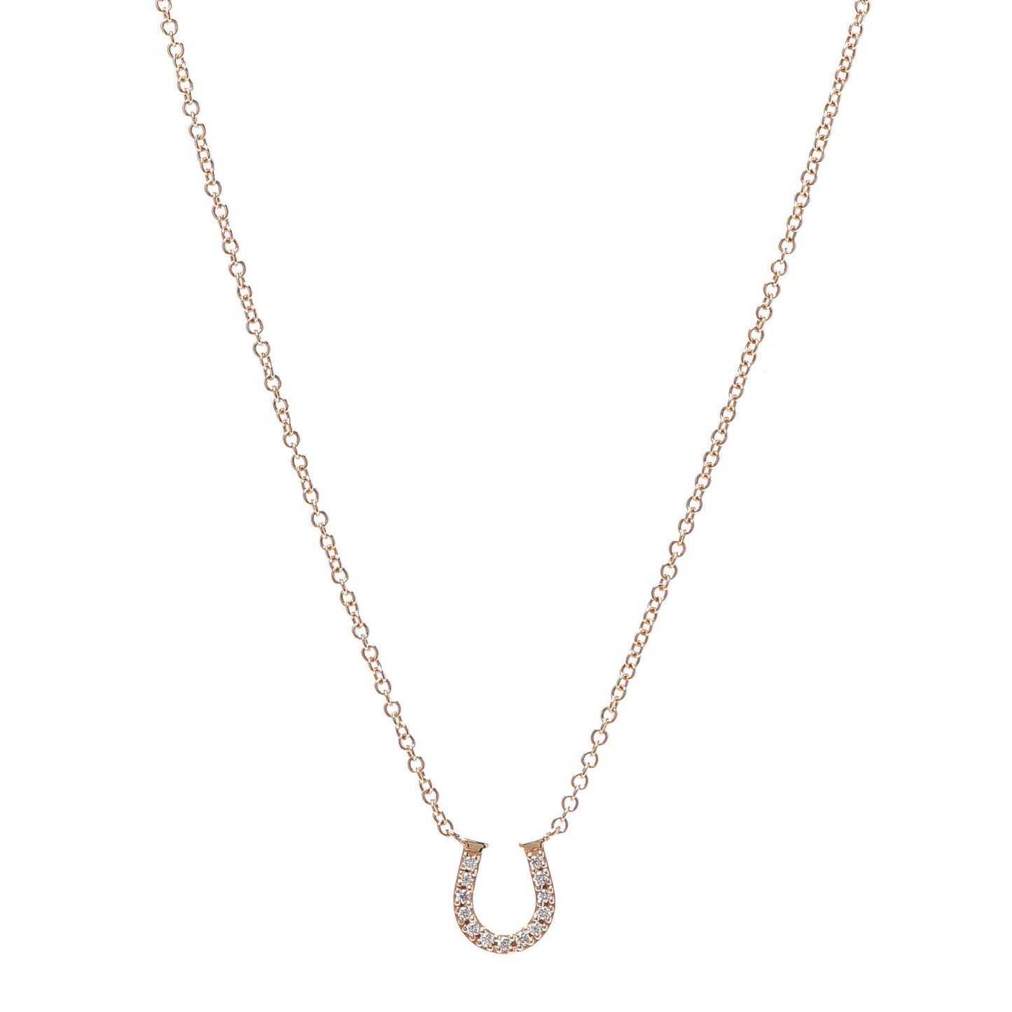 18K Rose Gold Diamond Mini Metro Horseshoe Pendant Necklace