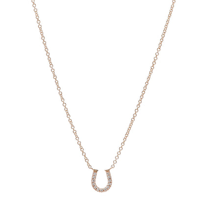 Tiffany 18K Rose Gold Diamond Mini Metro Horseshoe Pendant Necklace 1 of 5