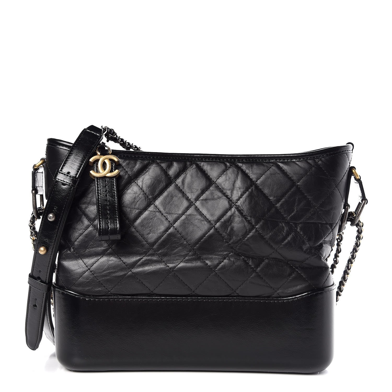 Chanel Aged Calfskin Quilted Medium Gabrielle Hobo Black 1 of 9