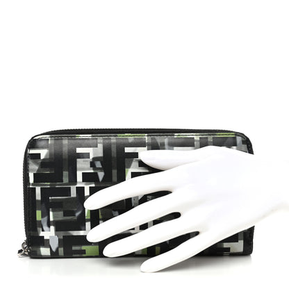 Fendi Vitello CamouFF Zip Around Wallet Black Multicolor 2 of 9