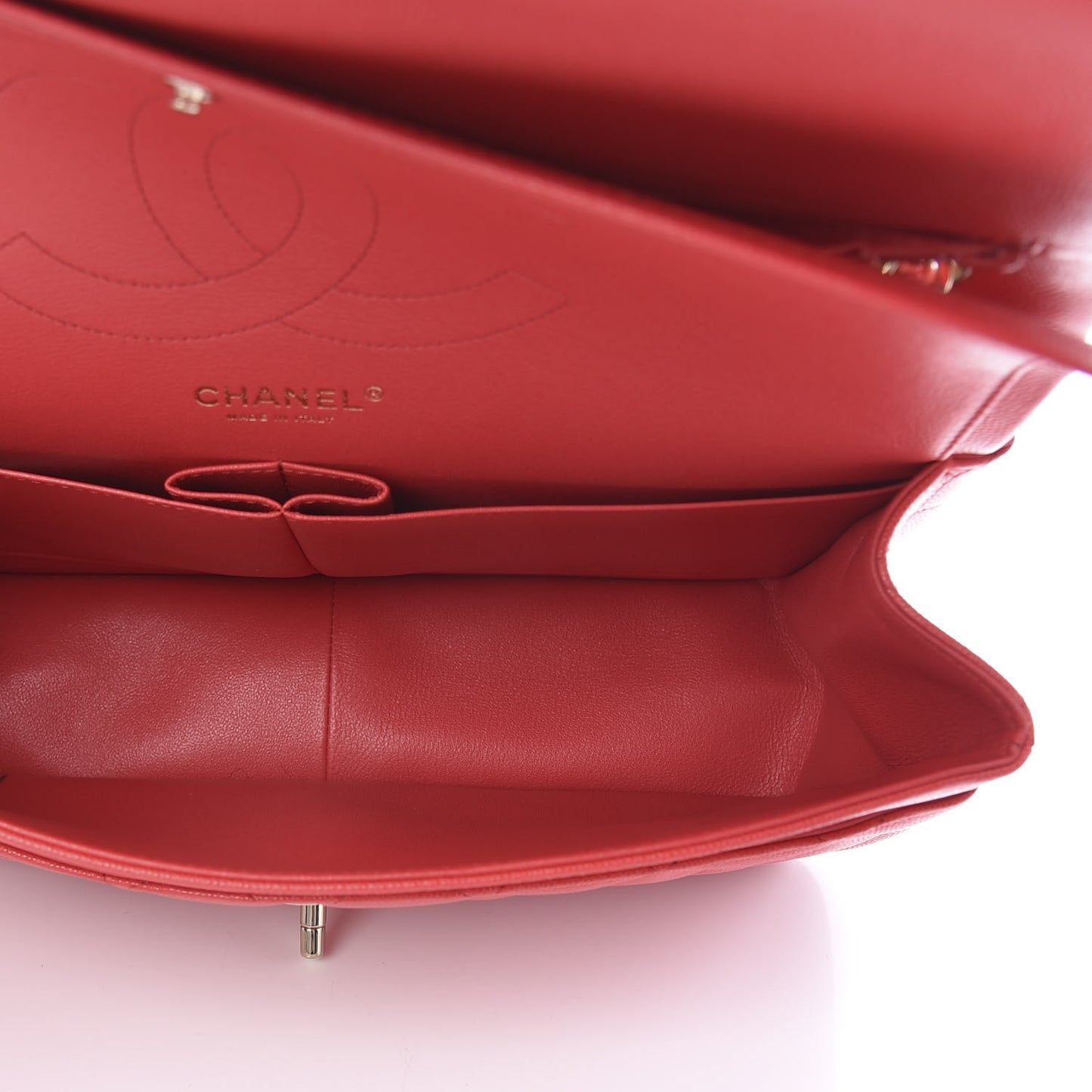 Caviar Quilted Jumbo Double Flap Red