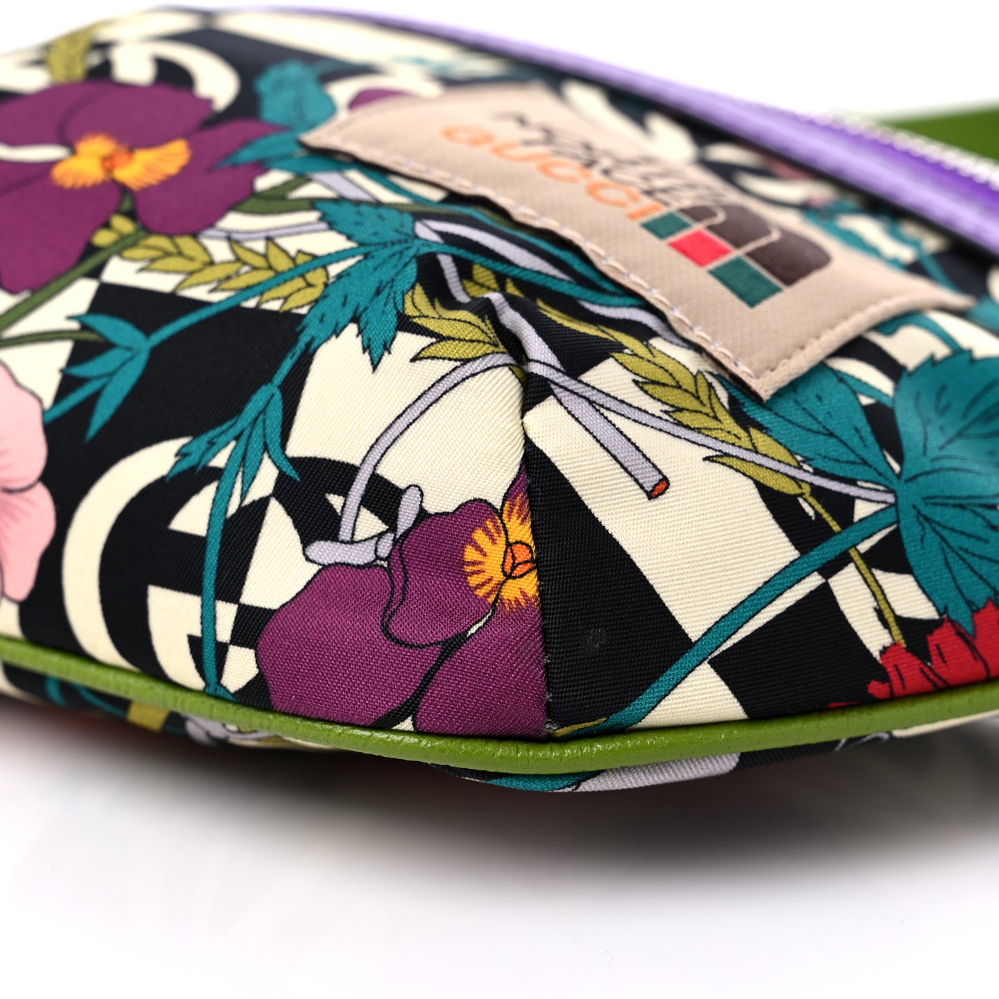 X THE NORTH FACE Econyl Nylon Textured Dollar Calfskin Floral Belt Bag Green Multicolor