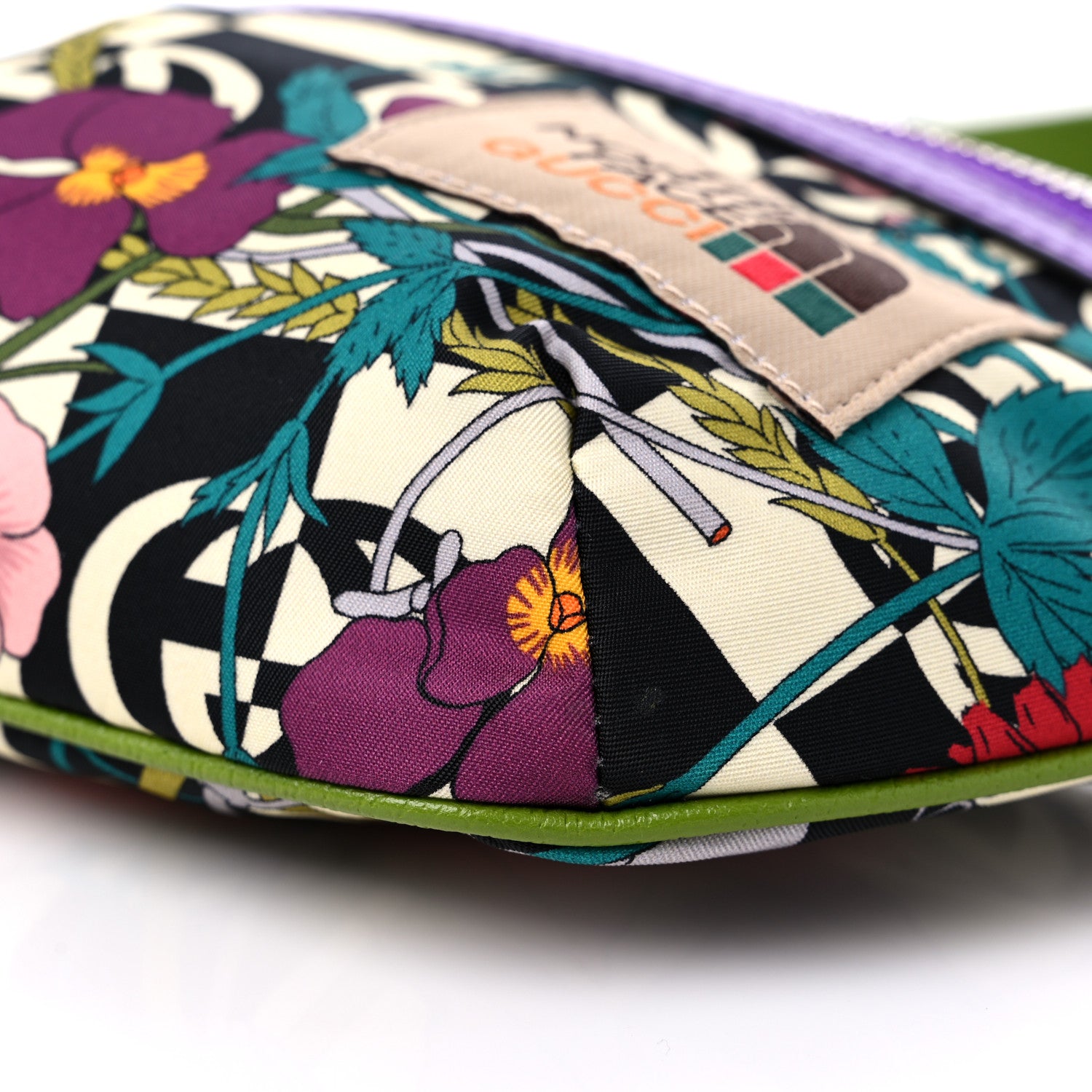 Gucci X THE NORTH FACE Econyl Nylon Textured Dollar Calfskin Floral Belt Bag Green Multicolor 8 of 8