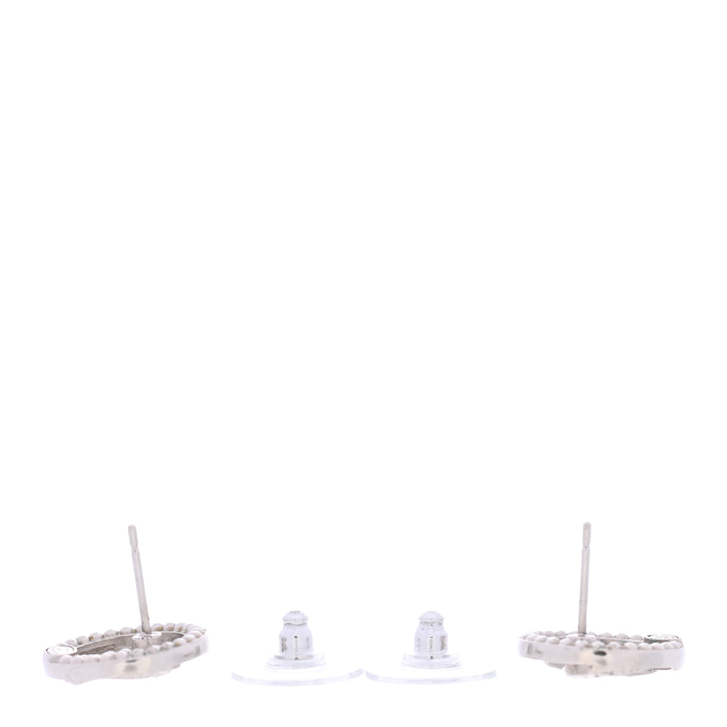 Crystal CC Round Earrings Silver