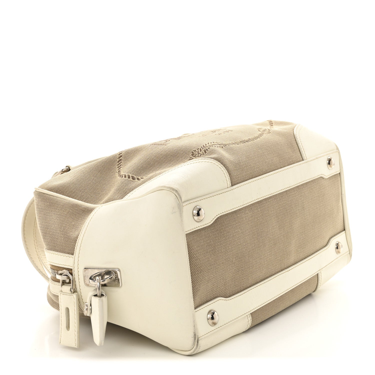 Prada Jacquard Logo Handbag Corda White 4 of 12