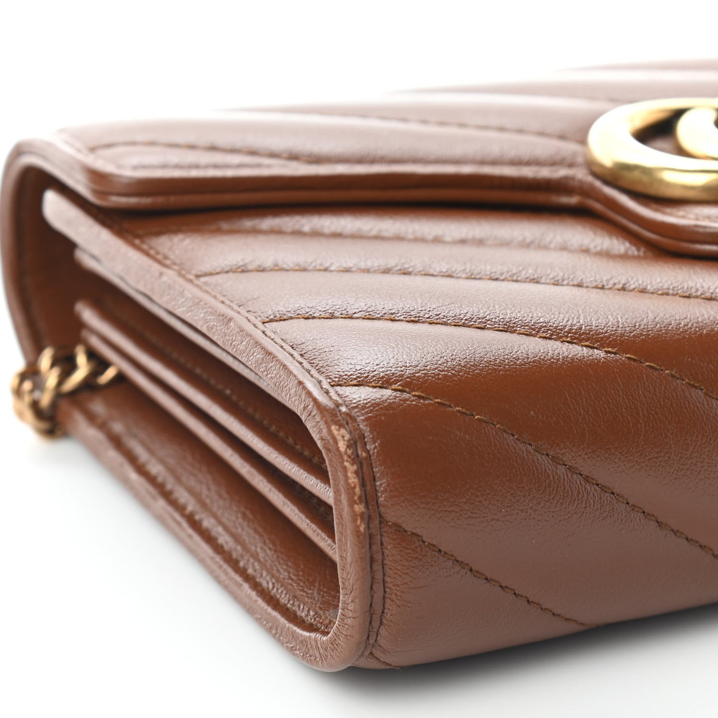 Azalea Calfskin Matelasse Diagonal GG Marmont Chain Wallet Cuir
