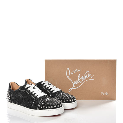 Christian Louboutin Crosta Womens Vieira Spiked Flat Comete Sneakers 39.5 Black Silver 11 of 11