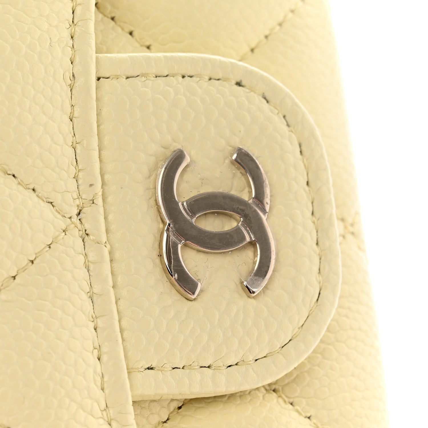 Chanel Caviar Quilted Flap Card Holder Wallet Light Yellow 9 of 10