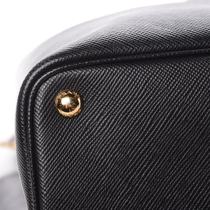 Prada Saffiano Cuir Large Double Bag Black Fuoco 11 of 14