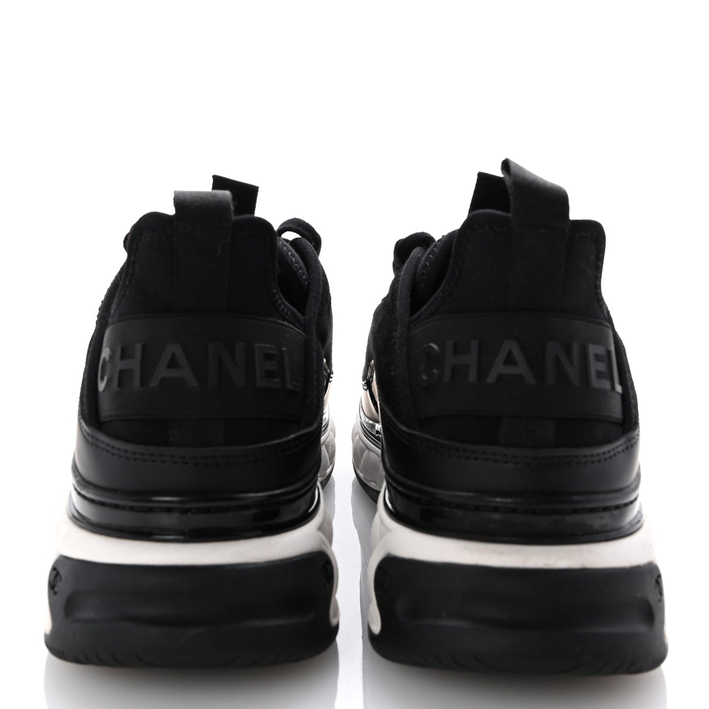 Velvet Calfskin Mixed Fibers CC Sneakers 39.5 Black