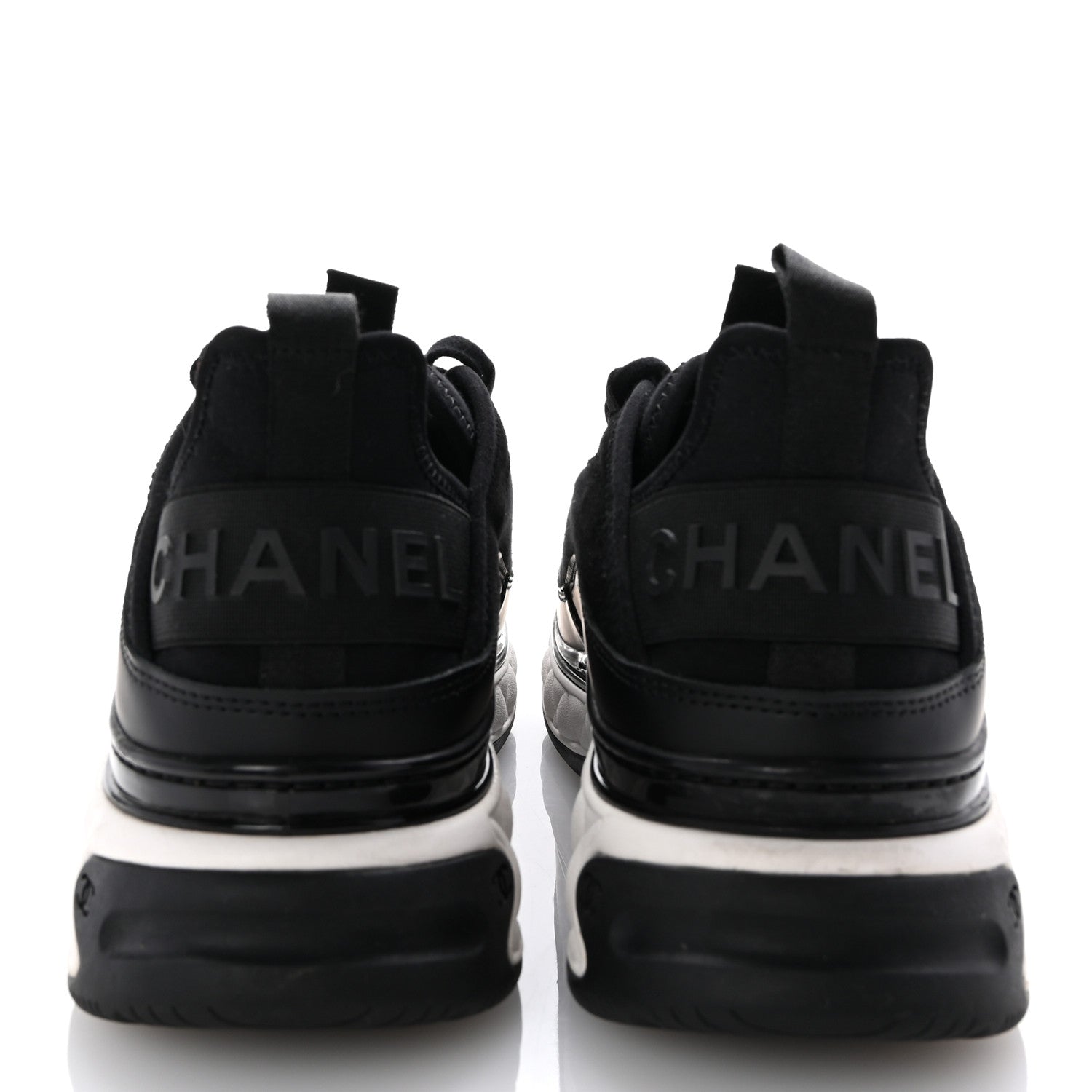 Chanel Velvet Calfskin Mixed Fibers CC Sneakers 39.5 Black 6 of 10