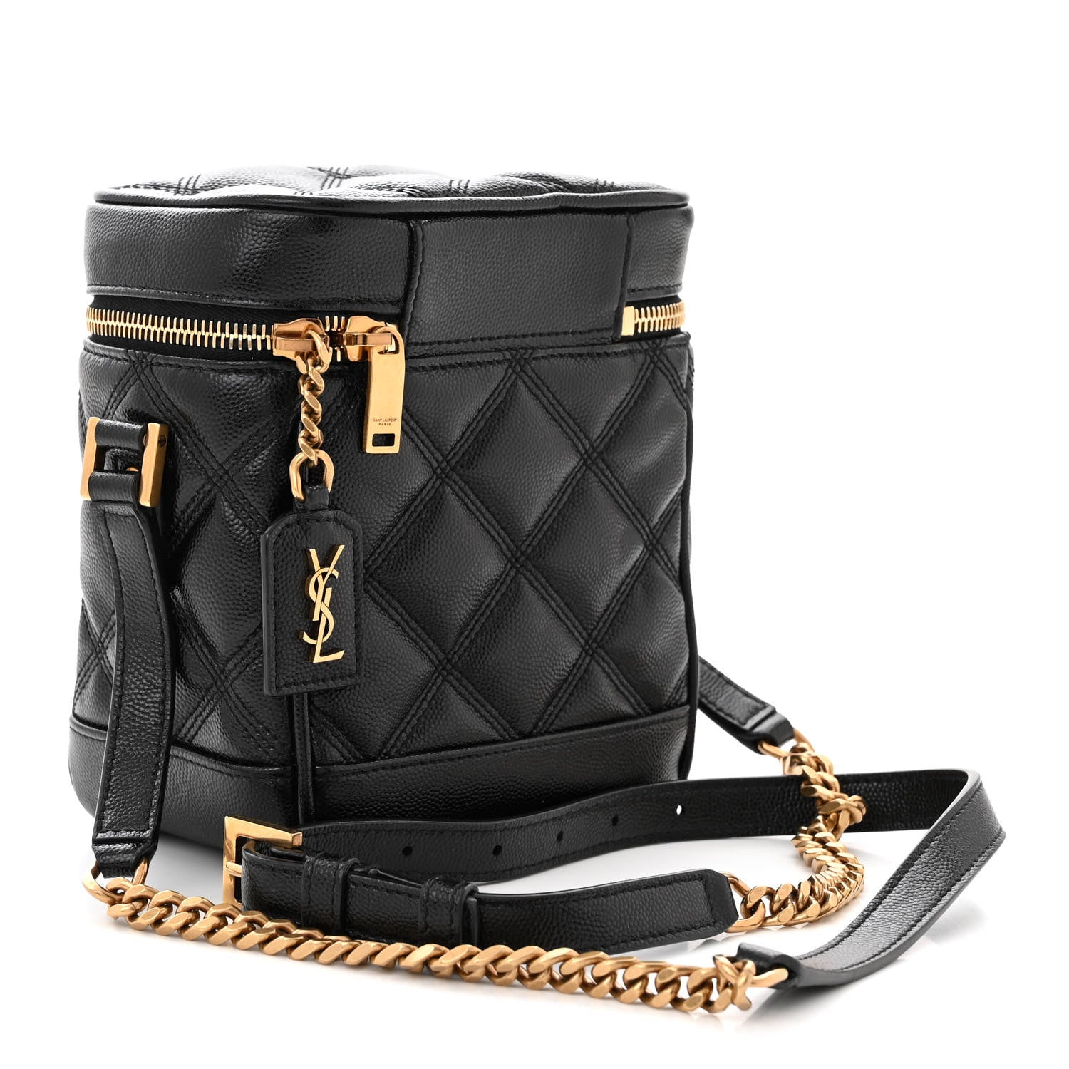 Saint Laurent Grain de Poudre Quilted 80's Vanity Bag Black 3 of 10
