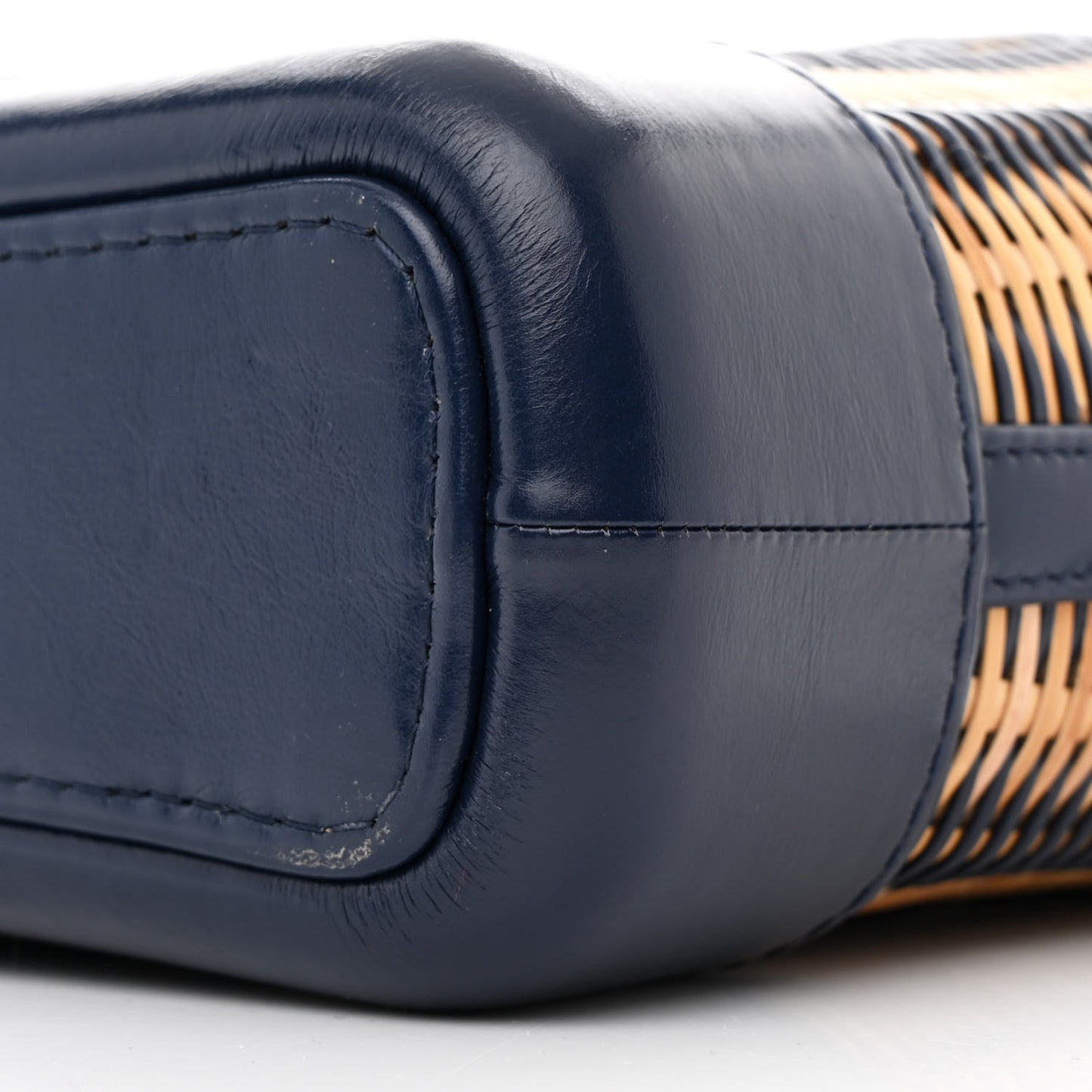 Rattan Calfskin Small Gabrielle Hobo Beige Navy