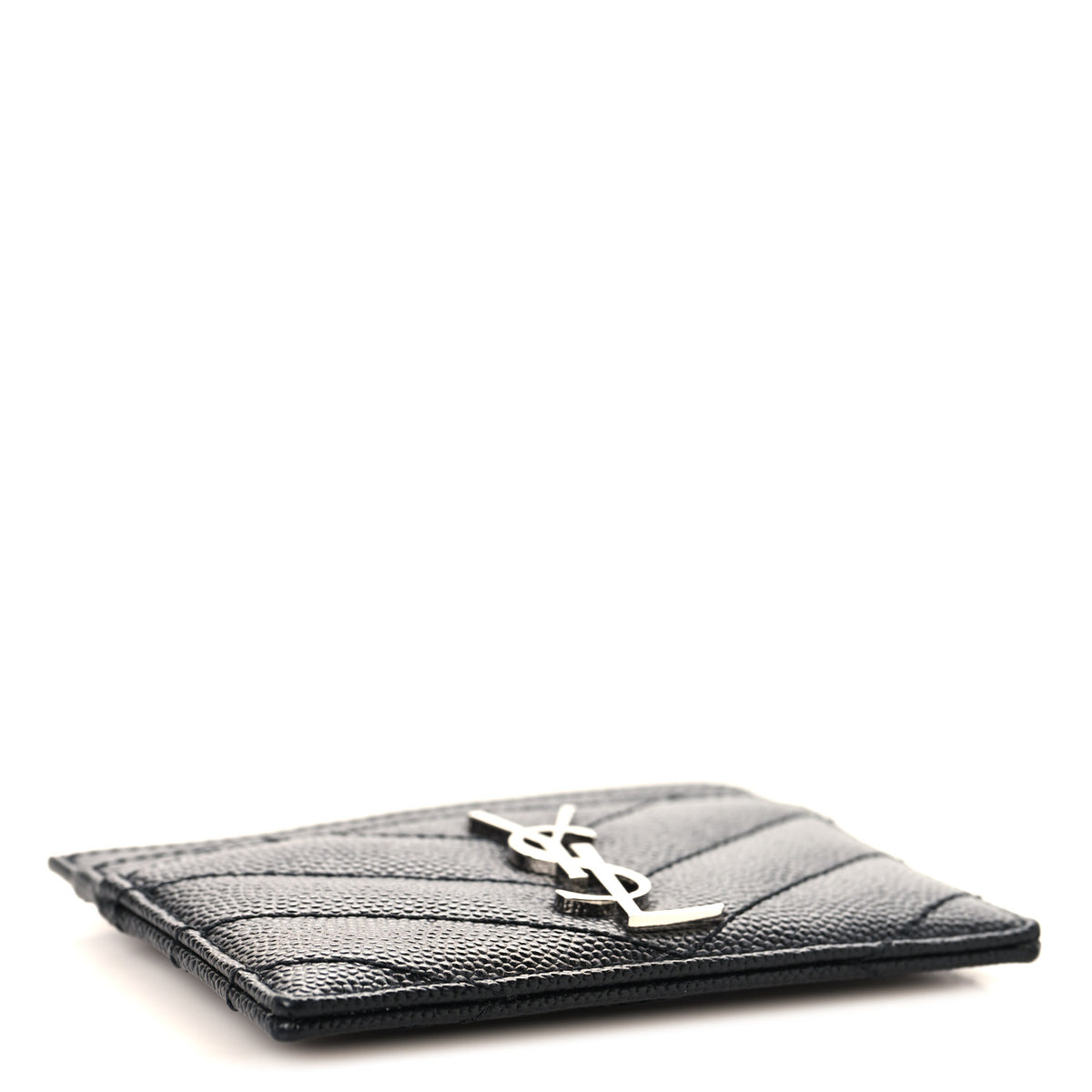 Grain De Poudre Matelasse Chevron Monogram Credit Card Case Black