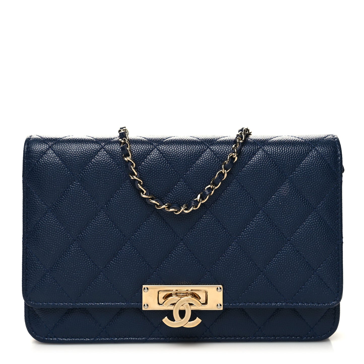 Caviar Quilted Golden Class Wallet On Chain WOC Navy