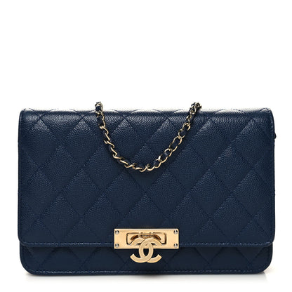 Chanel Caviar Quilted Golden Class Wallet On Chain WOC Navy 1 of 12