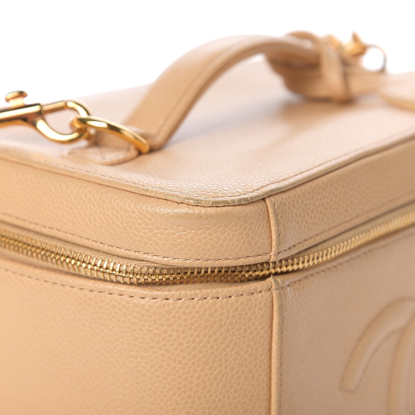 Caviar CC Vanity Train Case Beige