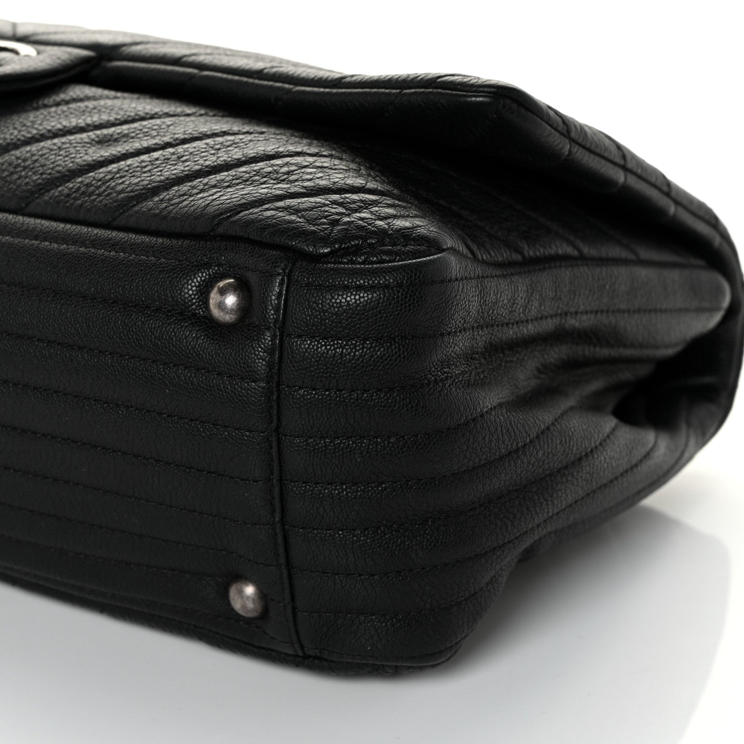 Chanel Calfskin Chevron Quilted XXL Travel Flap Bag Black 8 of 9