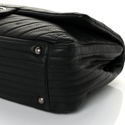 Chanel Calfskin Chevron Quilted XXL Travel Flap Bag Black 8 of 9
