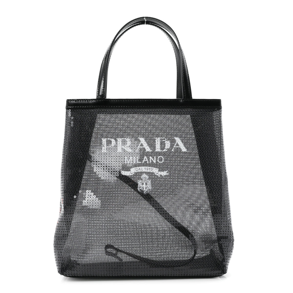 Sequin Rete Paillettes Small Tote Bag Black