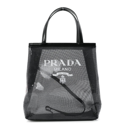 Prada Sequin Rete Paillettes Small Tote Bag Black 1 of 11