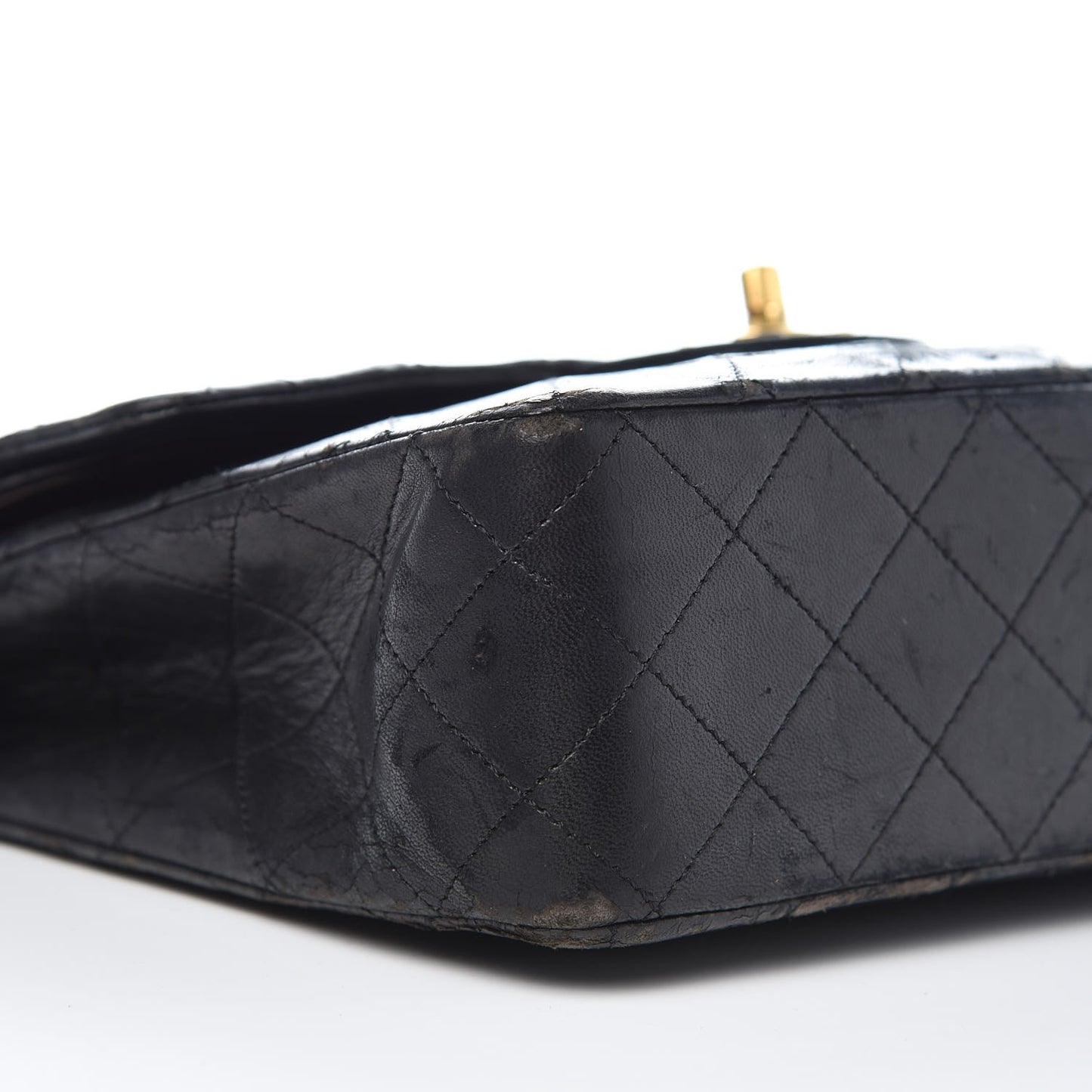 Lambskin Quilted Medium Double Flap Black