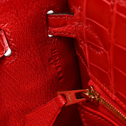 Hermes Shiny Alligator Kelly Sellier 25 Rouge de Coeur 7 of 9