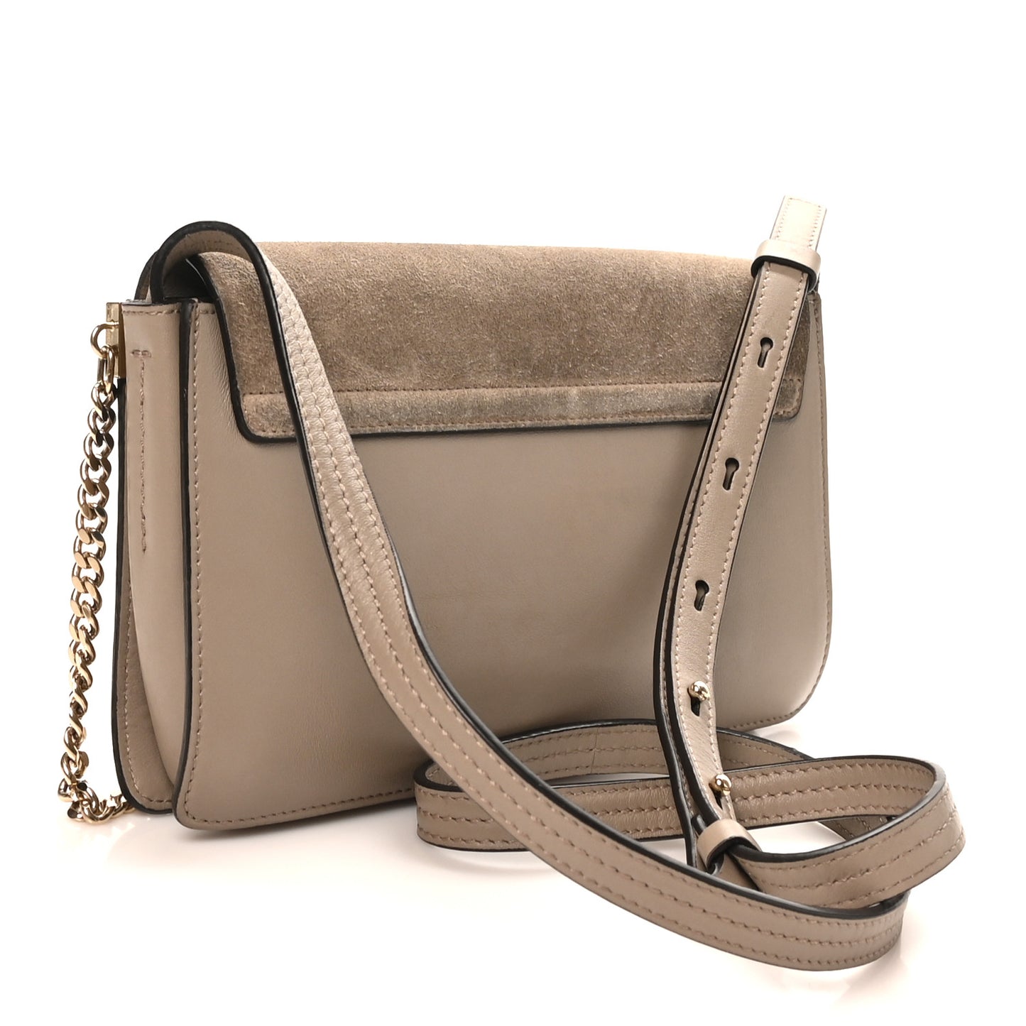 Suede Calfskin Small Faye Shoulder Bag Motty Grey
