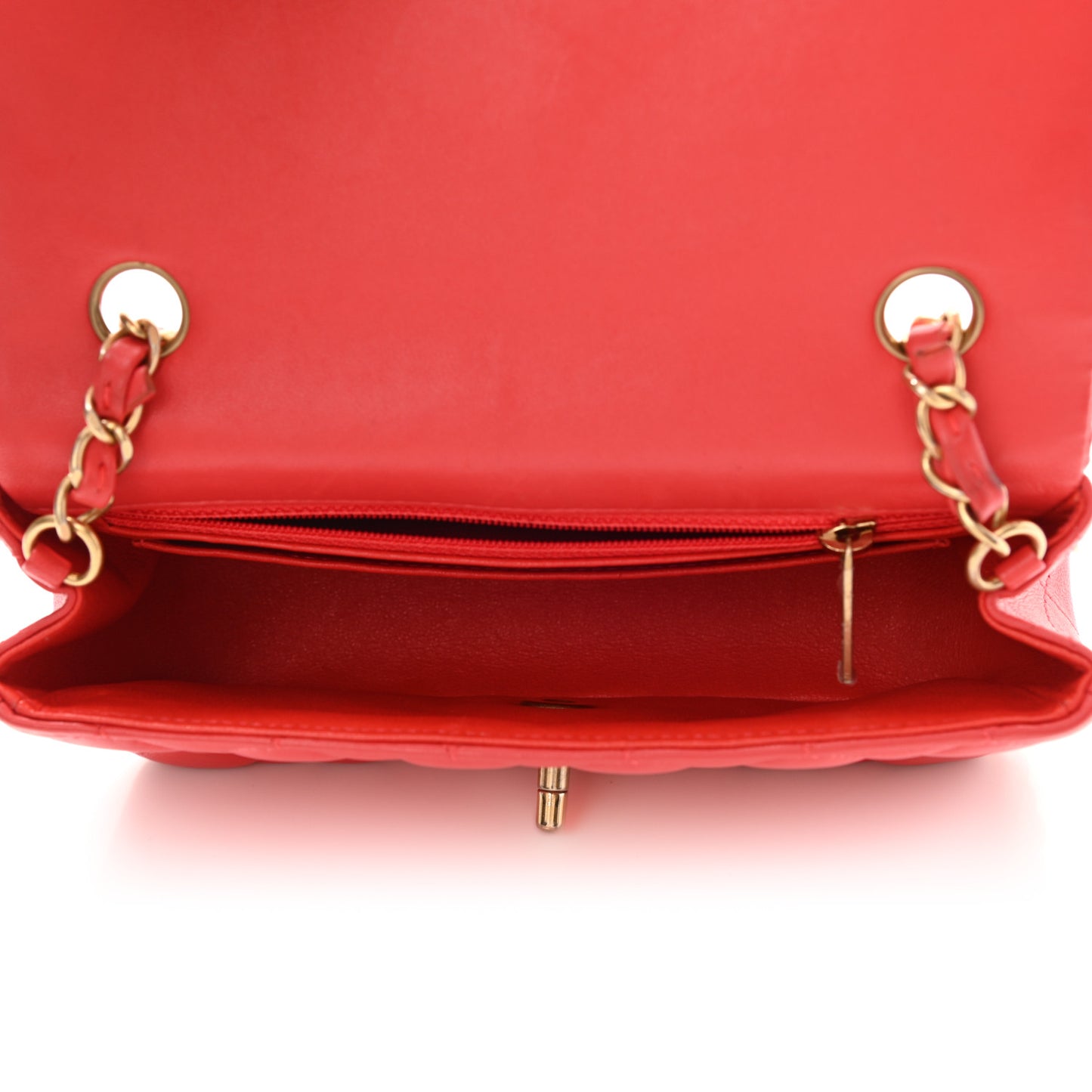 Lambskin Quilted Mini Rectangular Flap Red