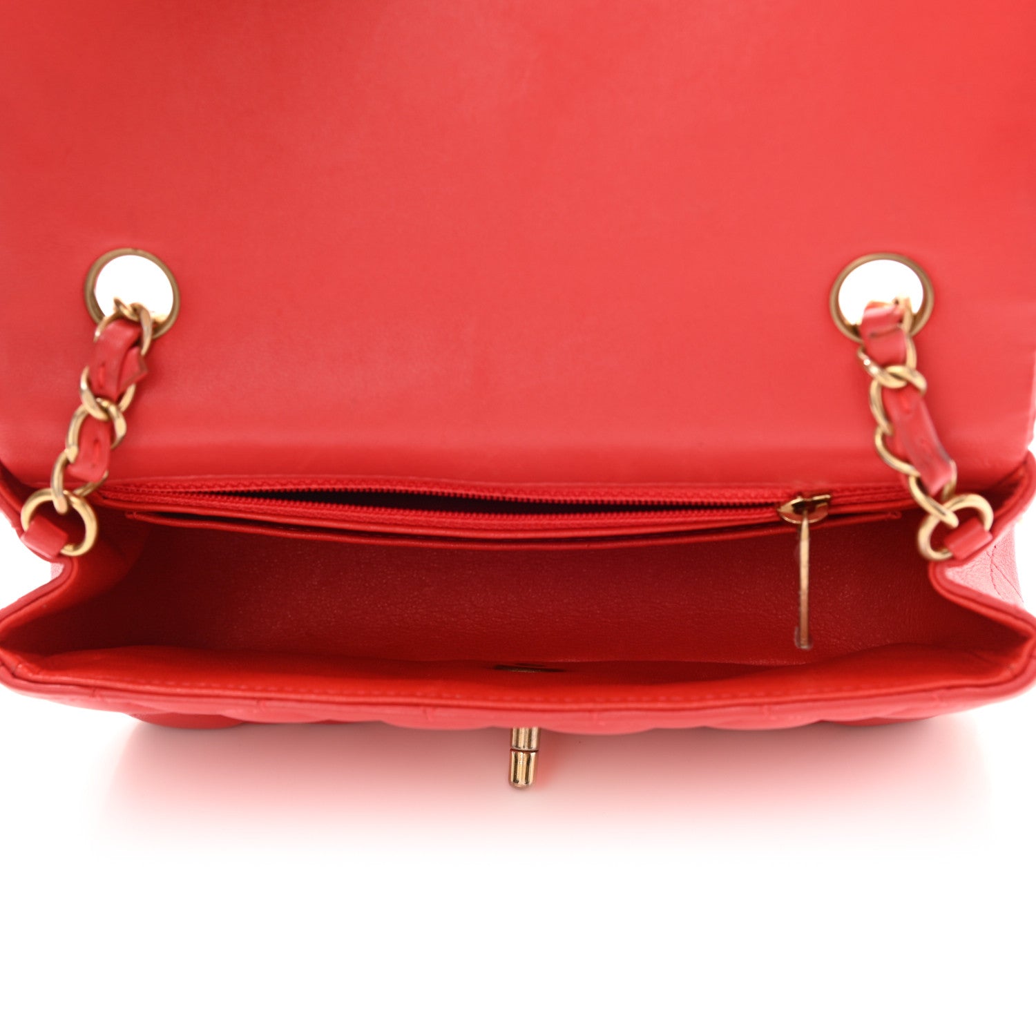 Chanel Lambskin Quilted Mini Rectangular Flap Red 5 of 17