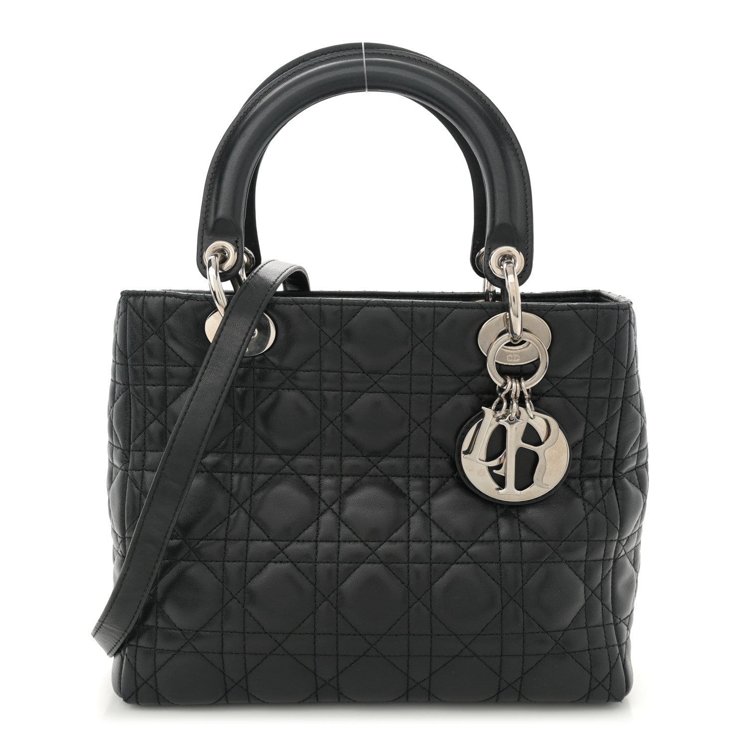 Christian Dior Lambskin Cannage Medium Lady Dior Black 1 of 11