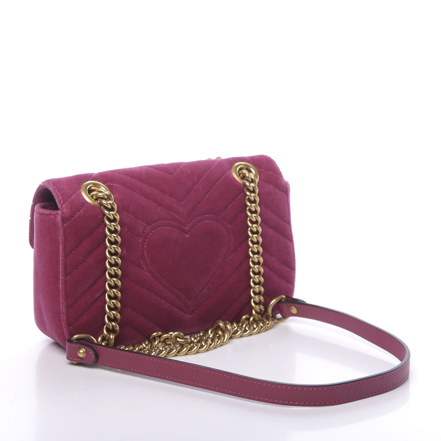 Gucci Velvet Matelasse Mini GG Marmont Shoulder Bag Light Raspberry Rose 3 of 10