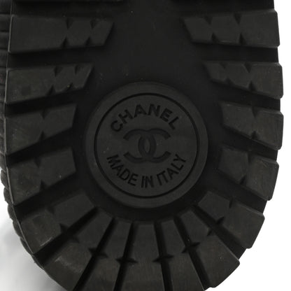 Chanel Aged Calfskin Lace Up Cap Toe Sneakers 40 Black White 6 of 8