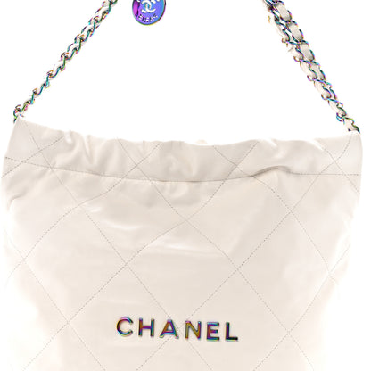 Chanel Shiny Calfskin Quilted Small Rainbow Chanel 22 White 9 of 13