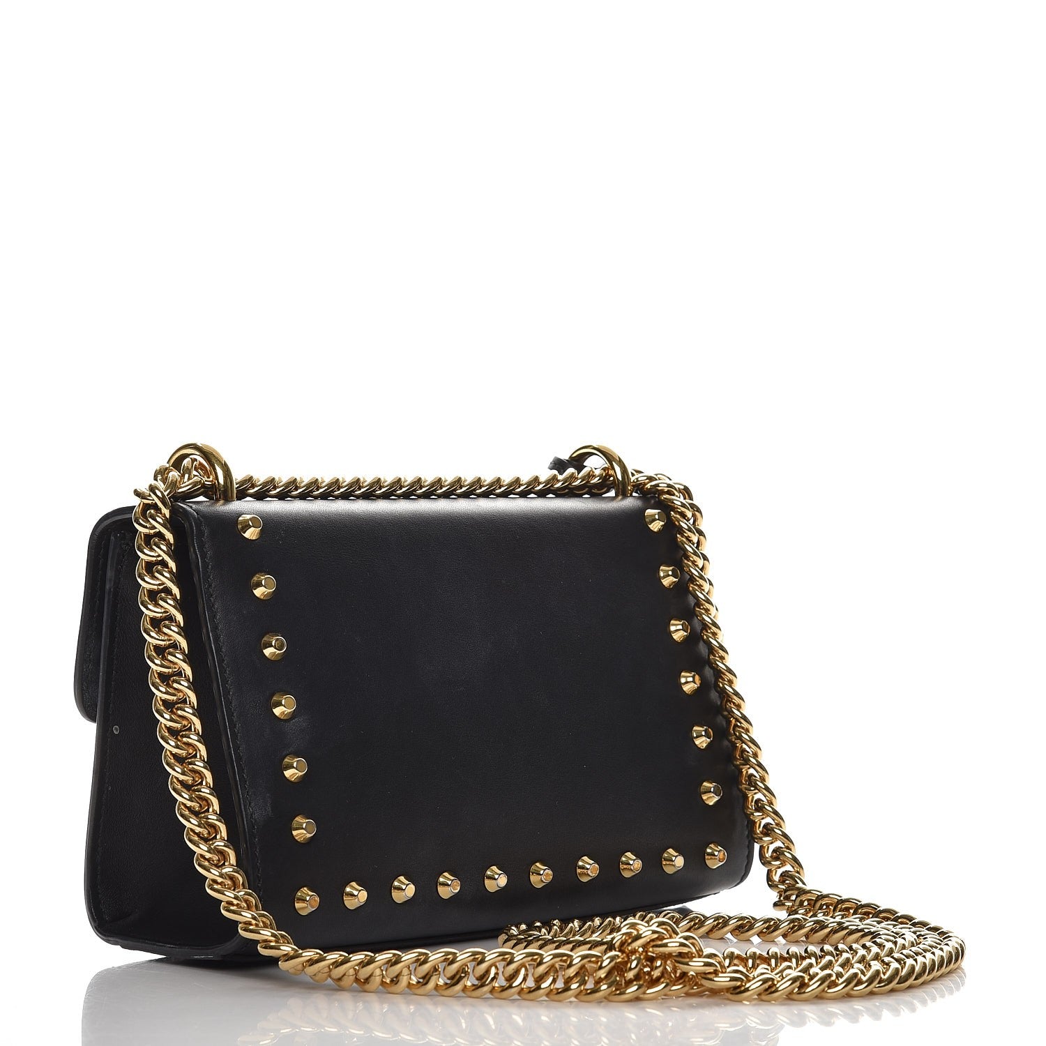 Gucci Calfskin Studded Small Padlock Shoulder Bag Black 3 of 12