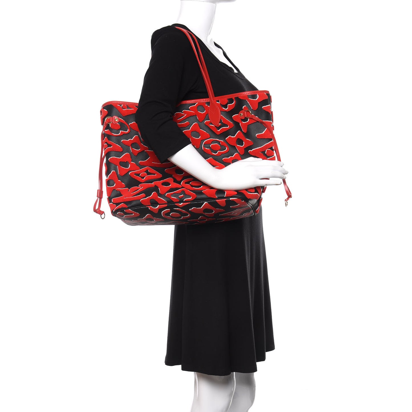 X UF Tufted Monogram Neverfull MM Black Red