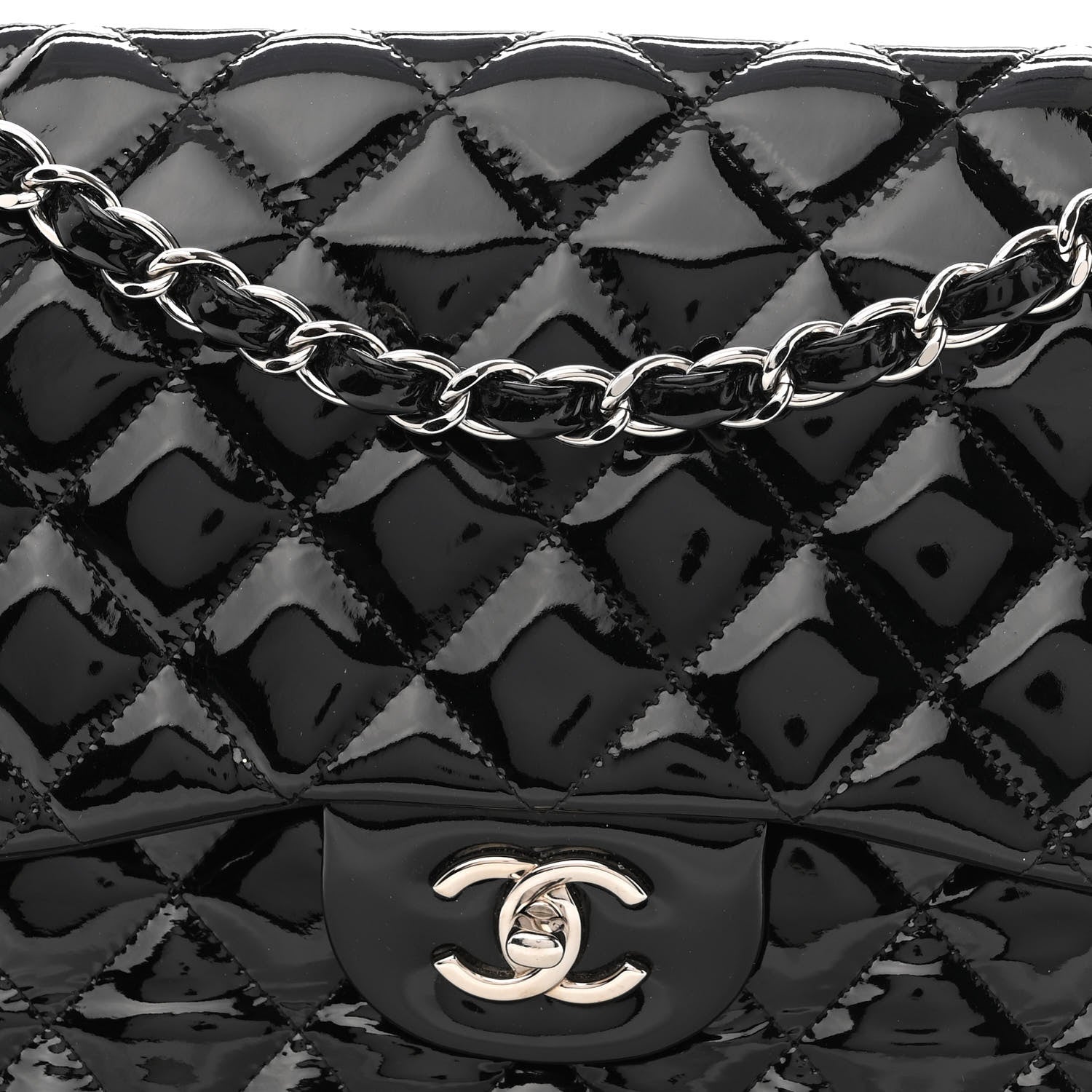 Chanel Patent Quilted Jumbo Double Flap Black 8 of 11